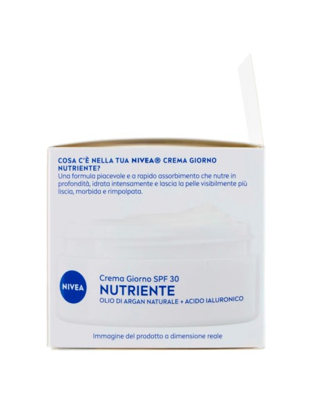 Nivea Crema Viso 50ml - Nutriente Pelli Secche + Acido Ialuronico - Spf 30